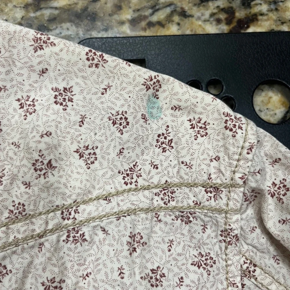 Banana Republic Mens Heritage Western Pearl Snap Shirt Floral Cotton Cream M